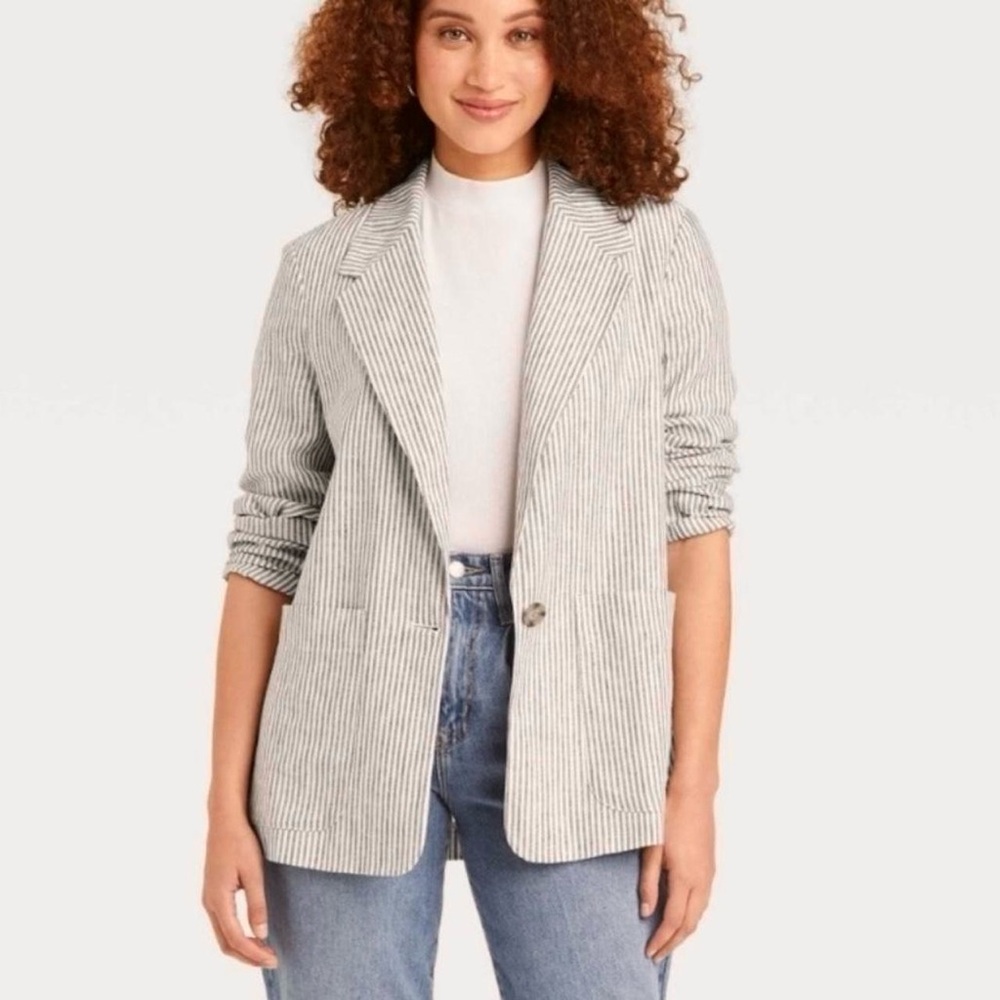 A New Day Women's Striped Seersucker Blazer